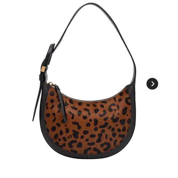 Fossil Harwell Haircalf Leather Crescent Bag Small Leather Leopard Trendy Glam - Picture 1 of 16